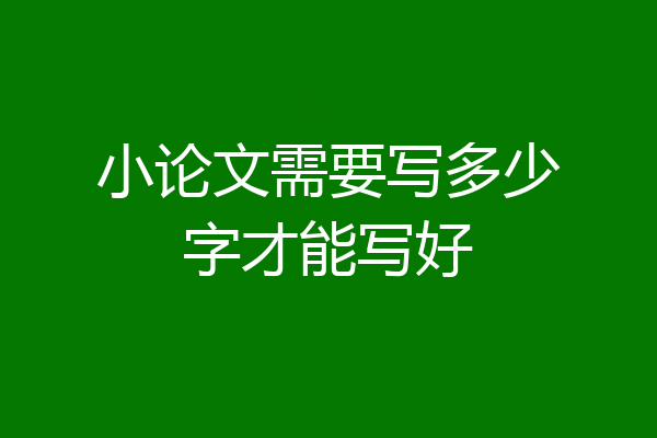 小论文需要写多少字才能写好