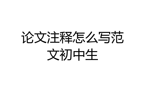 论文注释怎么写范文初中生