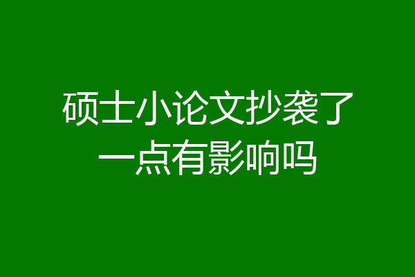 硕士小论文抄袭了一点有影响吗