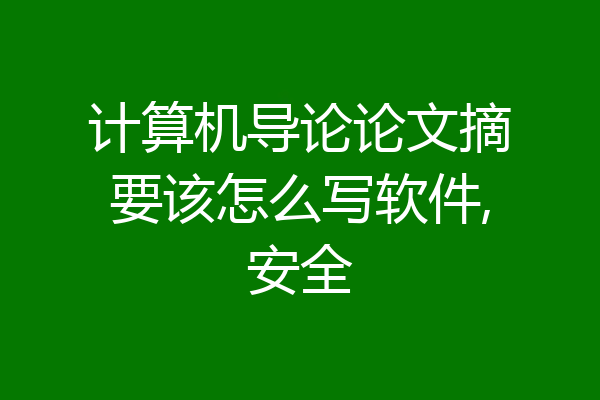 计算机导论论文摘要该怎么写软件,安全