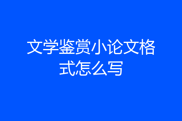 文学鉴赏小论文格式怎么写