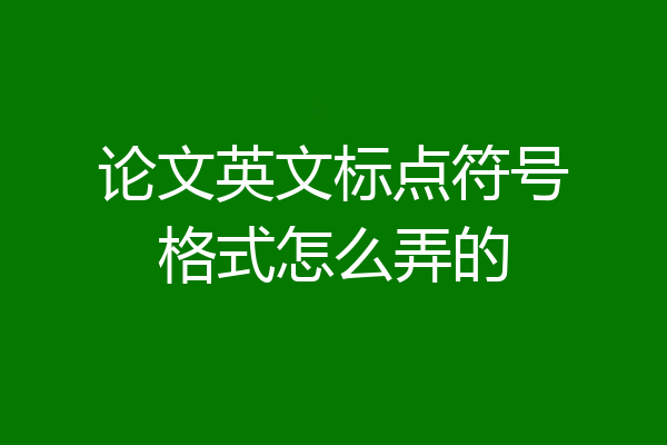 论文英文标点符号格式怎么弄的