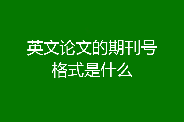 英文论文的期刊号格式是什么
