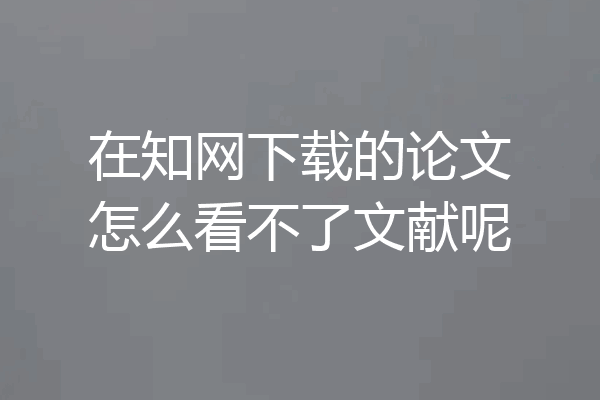在知网下载的论文怎么看不了文献呢