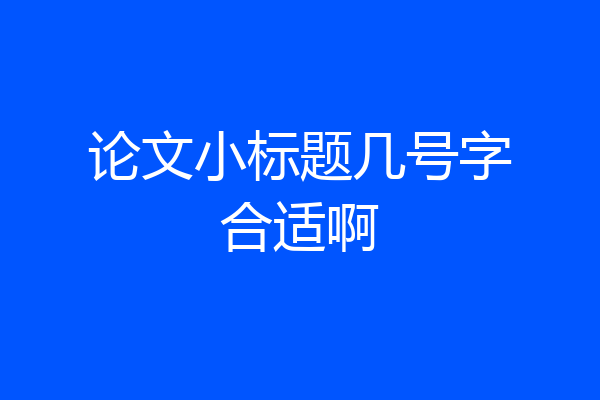 论文小标题几号字合适啊