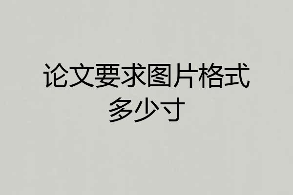 论文要求图片格式多少寸