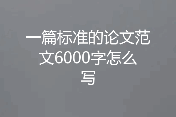 一篇标准的论文范文6000字怎么写