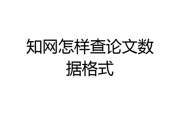 知网怎样查论文数据格式