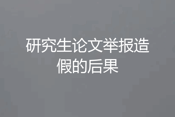 研究生论文举报造假的后果