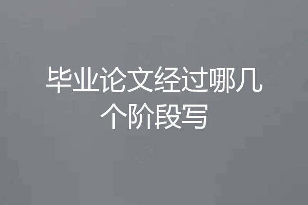 毕业论文经过哪几个阶段写