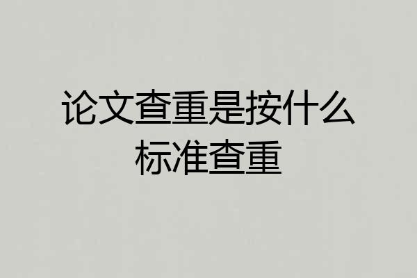论文查重是按什么标准查重