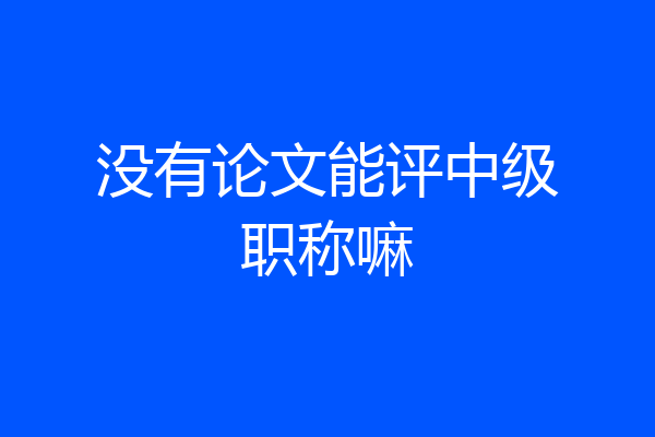 没有论文能评中级职称嘛