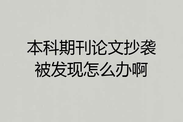 本科期刊论文抄袭被发现怎么办啊
