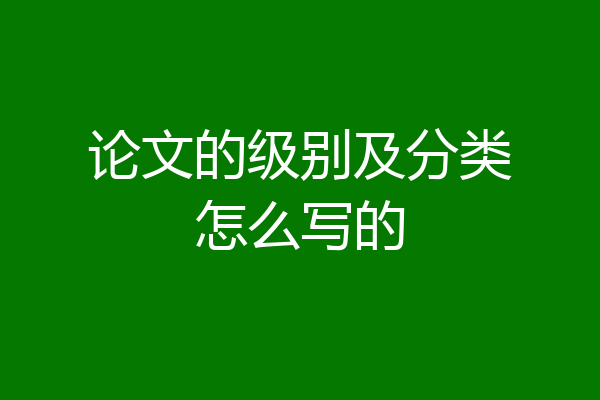 论文的级别及分类怎么写的