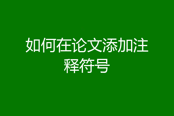 如何在论文添加注释符号