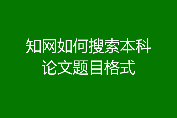 知网如何搜索本科论文题目格式