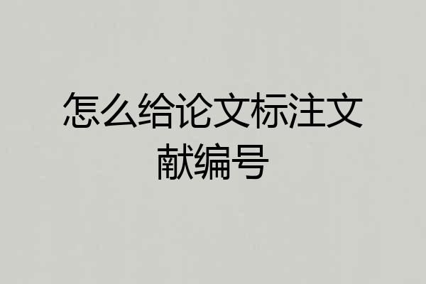 怎么给论文标注文献编号