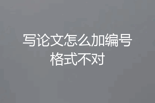 写论文怎么加编号格式不对