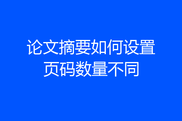 论文摘要如何设置页码数量不同