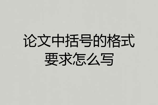 论文中括号的格式要求怎么写