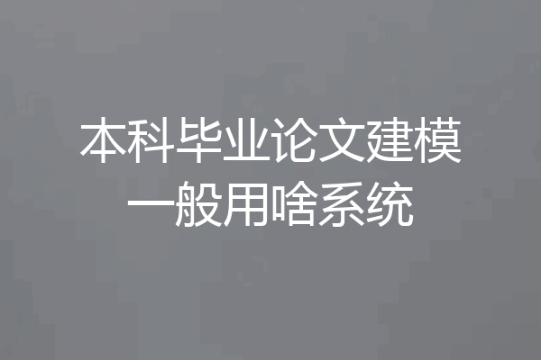 本科毕业论文建模一般用啥系统