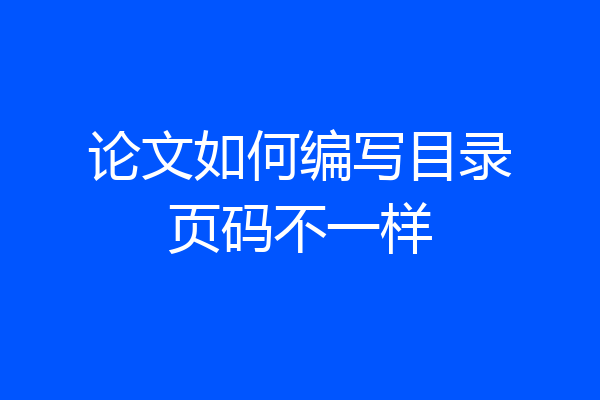 论文如何编写目录页码不一样