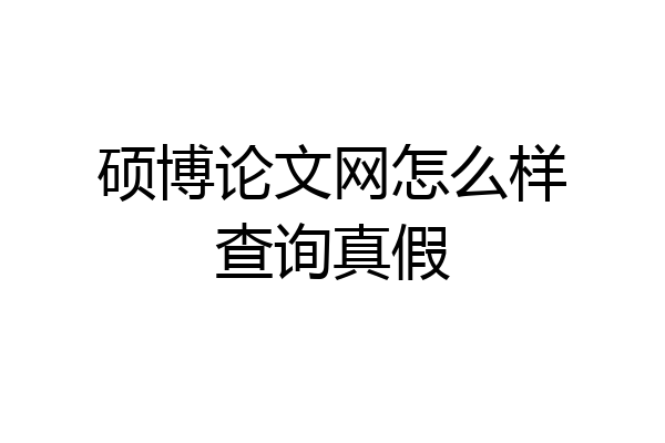 硕博论文网怎么样查询真假