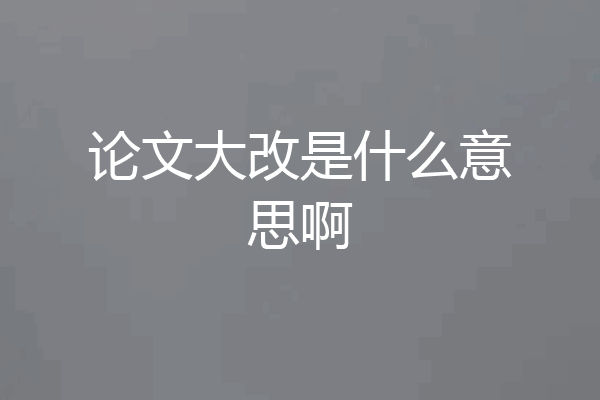 论文大改是什么意思啊