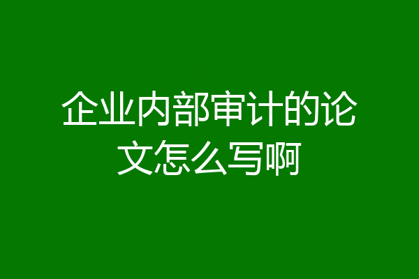 企业内部审计的论文怎么写啊