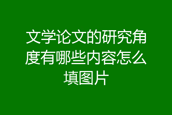 文学论文的研究角度有哪些内容怎么填图片