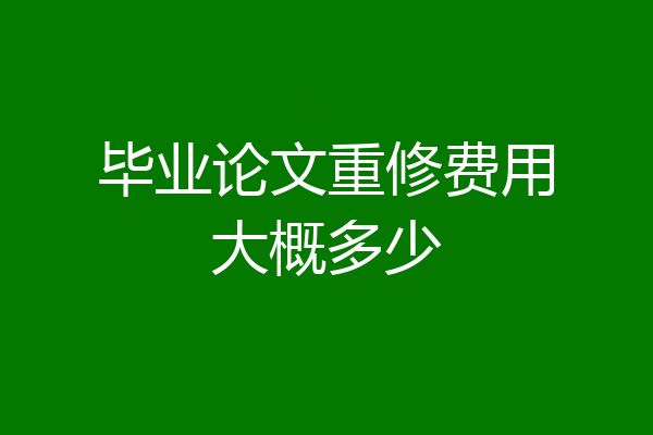 毕业论文重修费用大概多少