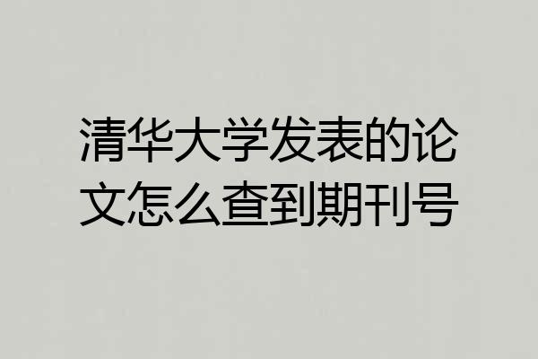 清华大学发表的论文怎么查到期刊号