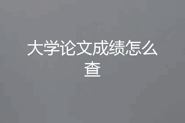 大学论文成绩怎么查