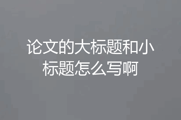 论文的大标题和小标题怎么写啊
