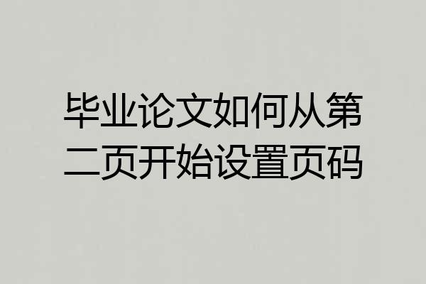 毕业论文如何从第二页开始设置页码