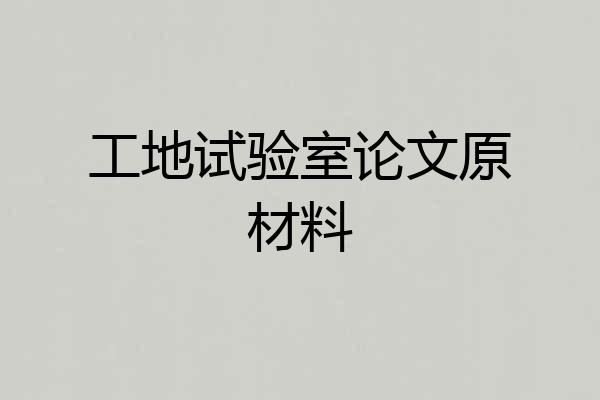 工地试验室论文原材料