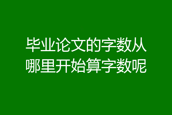 毕业论文的字数从哪里开始算字数呢