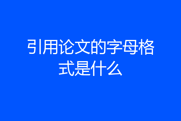 引用论文的字母格式是什么