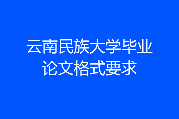 云南民族大学毕业论文格式要求