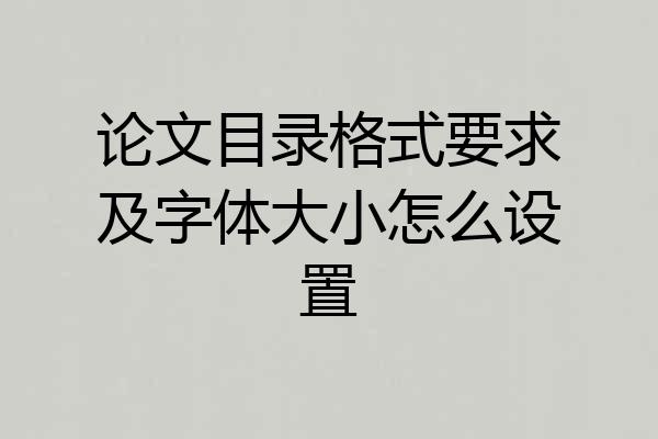 论文目录格式要求及字体大小怎么设置