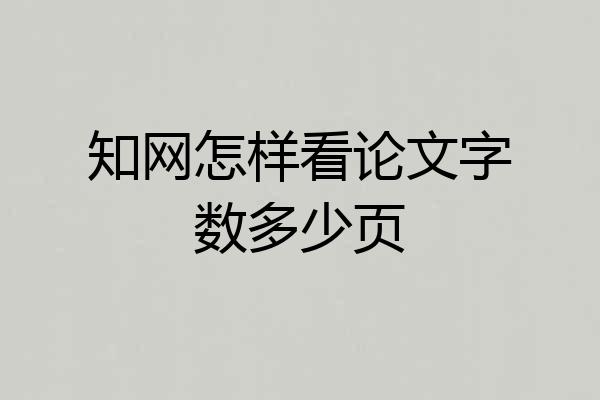 知网怎样看论文字数多少页