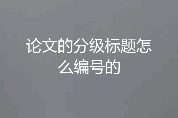 论文的分级标题怎么编号的