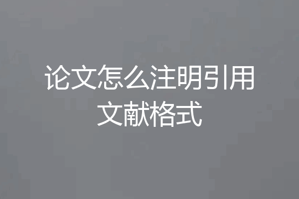 论文怎么注明引用文献格式