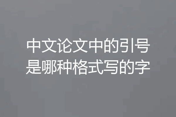 中文论文中的引号是哪种格式写的字