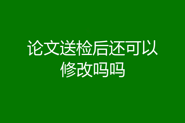 论文送检后还可以修改吗吗