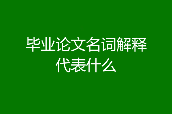 毕业论文名词解释代表什么