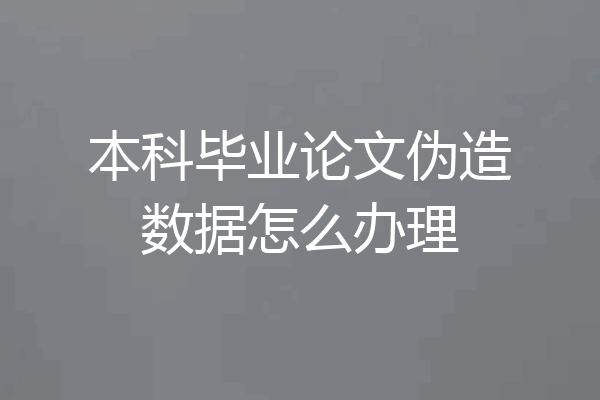 本科毕业论文伪造数据怎么办理