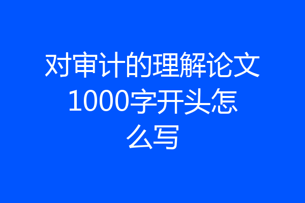 对审计的理解论文1000字开头怎么写