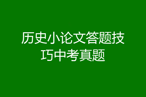 历史小论文答题技巧中考真题