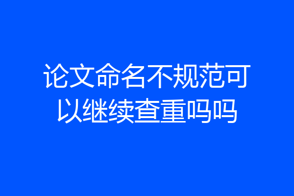 论文命名不规范可以继续查重吗吗